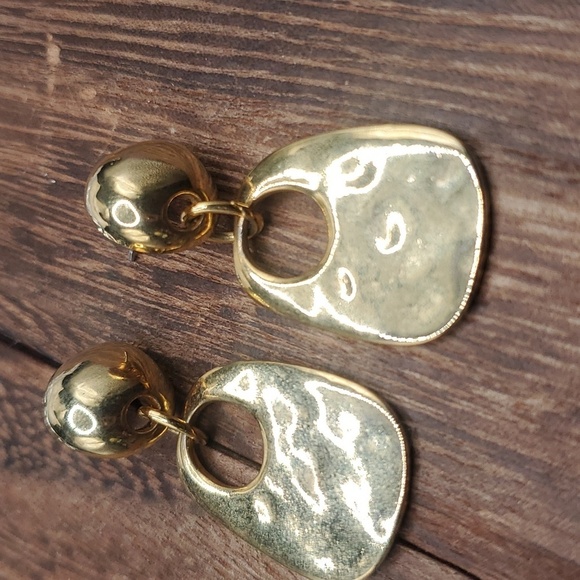 E651 door knocker abstract dangle earrings 1980s - Picture 2 of 2